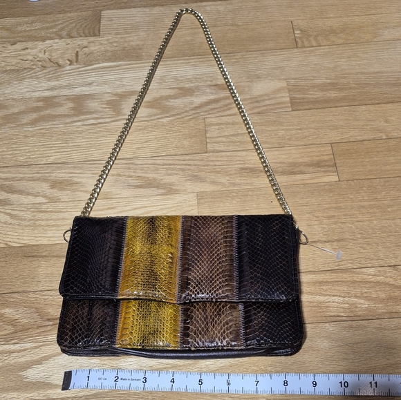 Vintage Genuine Snakeskin Clutch Purse, Multi Color Brown,yellow EUC - Picture 5 of 6